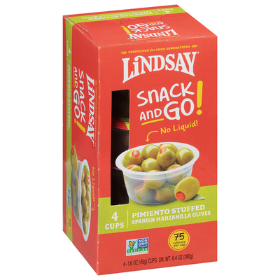 Aceitunas Manzanilla Españolas Rellenas de Pimiento Lindsay Snack and Go