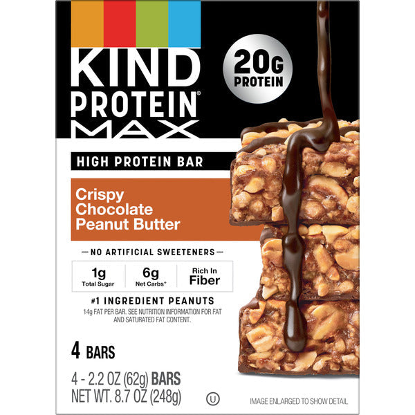KIND Protein MAX Crispy Chocolate Peanut Butter Bars - 4 Count