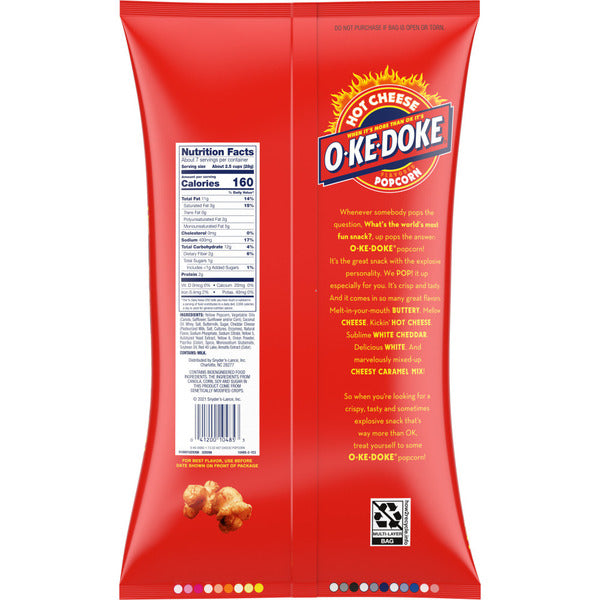 O-Ke-Doke Hot Stuff Palomitas con Sabor a Queso