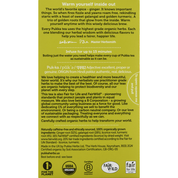 Pukka Thé Herbal Bio Trois Gingembre Sachets