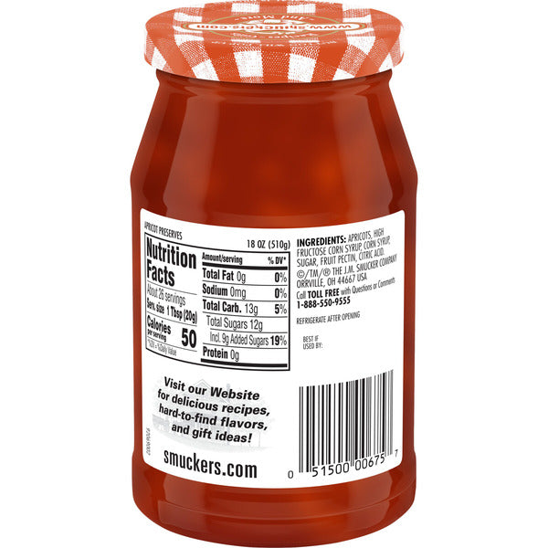 Confiture d'abricot Smucker's, 18 onces