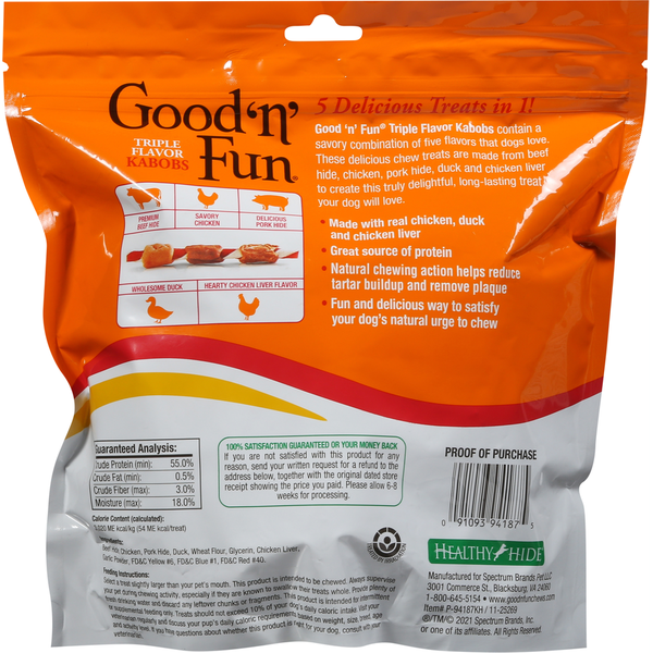 Good 'n' Fun Kabobs de Friandises pour Chiens Triple Saveur