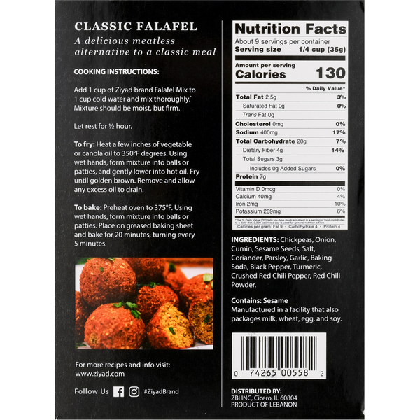 Ziyad Premium Falafel Mix - Plant-Based Burger