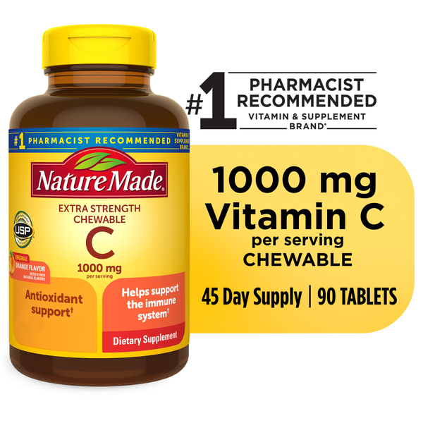 Nature Made Tabletas de Vitamina C Masticables de 1000 mg de Fuerza Extra