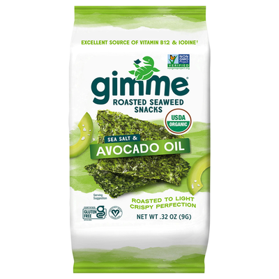 gimMe Snacks de Algas Asadas con Sal Marina y Aceite de Aguacate
