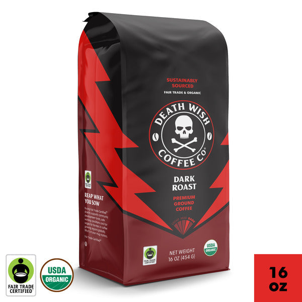 Death Wish Coffee Dark Roast - Café Molido Orgánico y de Comercio Justo
