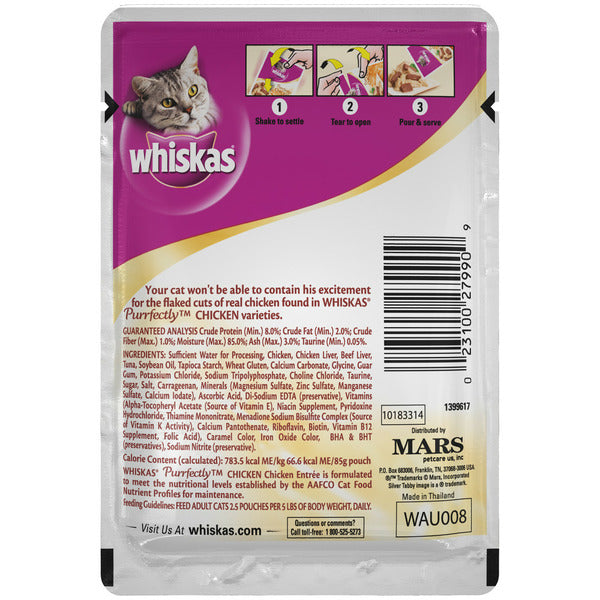 Whiskas Purrfectly Chicken Nourriture Humide pour Chats - Saveur de Poulet