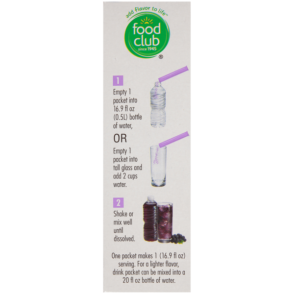 Food Club +H2O To Go! Grape Low Calorie Drink Mix