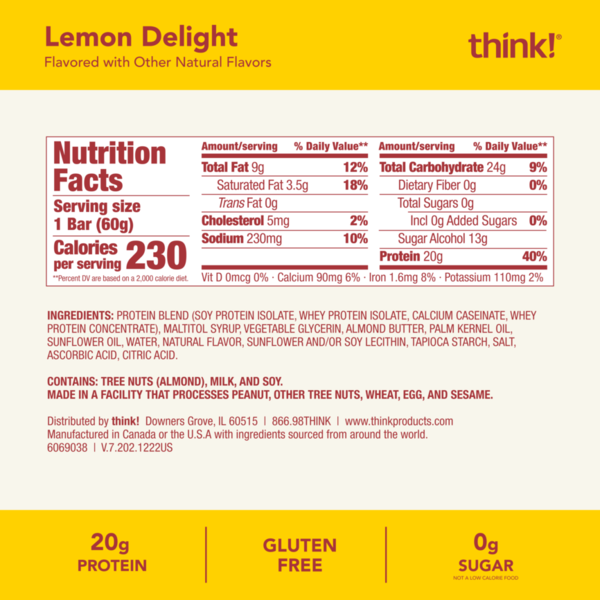 think! Lemon Delight High Protein Bar - 5 Count