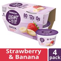 Yogur sin grasa Dannon Light + Fit de fresa y plátano