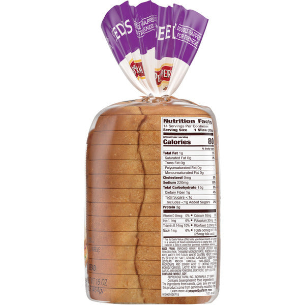 Pan de centeno judío sin semillas de Pepperidge Farm