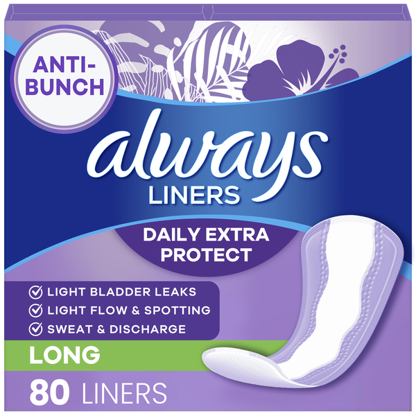 Always Daily Extra Protect Long Length Unscented Panty Liners