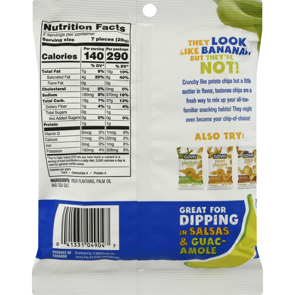 Goya Original Tostones Chips - Crunchy Plantain Snack