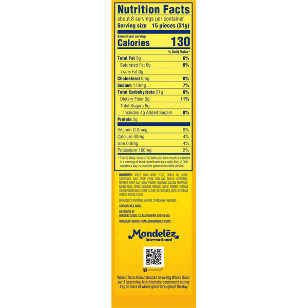 Wheat Thins 100% Grano Integral Sabor Ranch