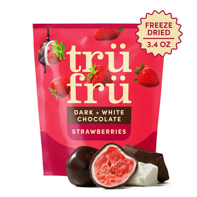 Fraises lyophilisées Tru Fru en chocolat noir et blanc