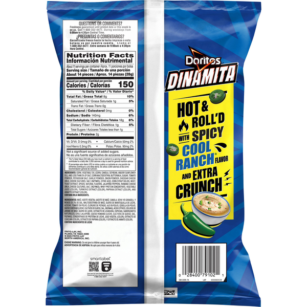 Chips Tortilla Doritos Dinamita - Saveur Ranch Épicé