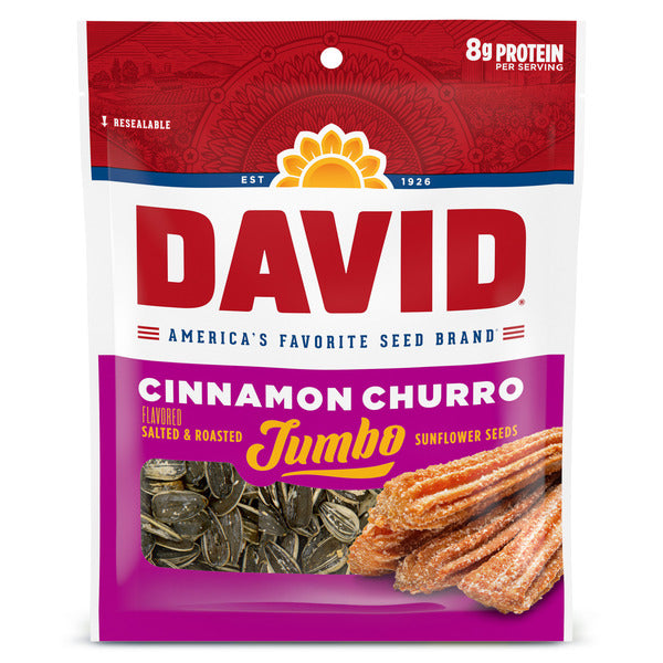 DAVID Cinnamon Churro Flavored Jumbo Sunflower Seeds