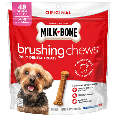 Milk-Bone Brushing Chews Daily Dental Dog Treats, Mini, 48 Bones