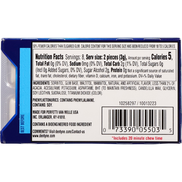 Gomme à mâcher Dentyne sans sucre goût menthe poivrée
