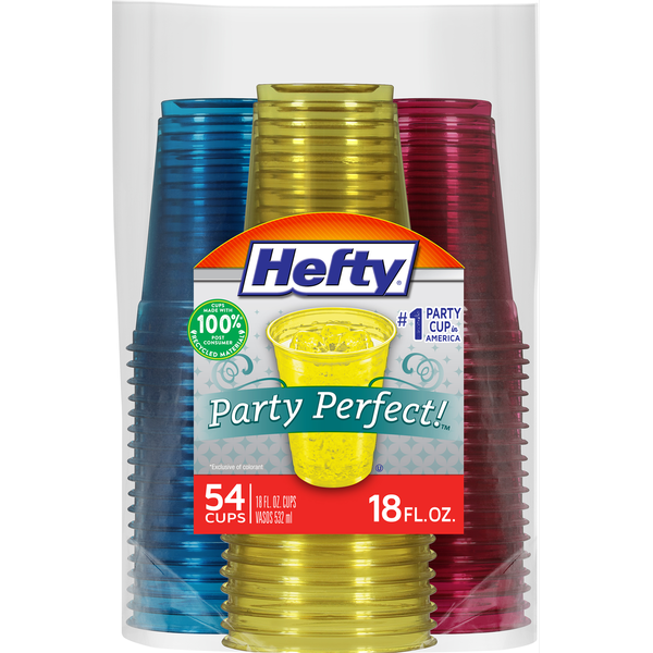 Hefty Plastic Party Tumblers - 18 Fluid Ounce
