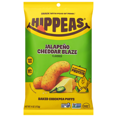 HIPPEAS Puffs de Garbanzos al Horno con Sabor a Jalapeño y Cheddar Blaze