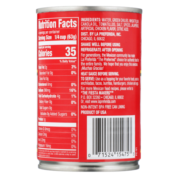 La Preferida Medium Green Chile Enchilada Sauce
