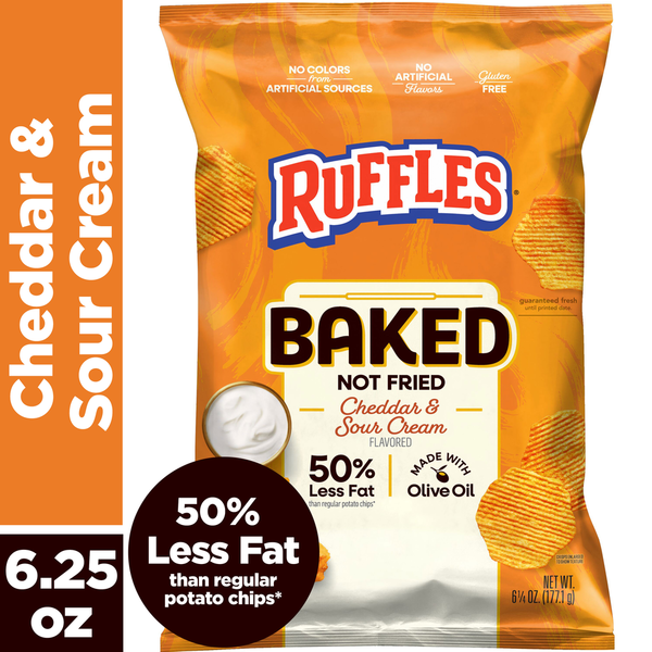 Croustillants de pommes de terre Ruffles, saveur cheddar et crème aigre
