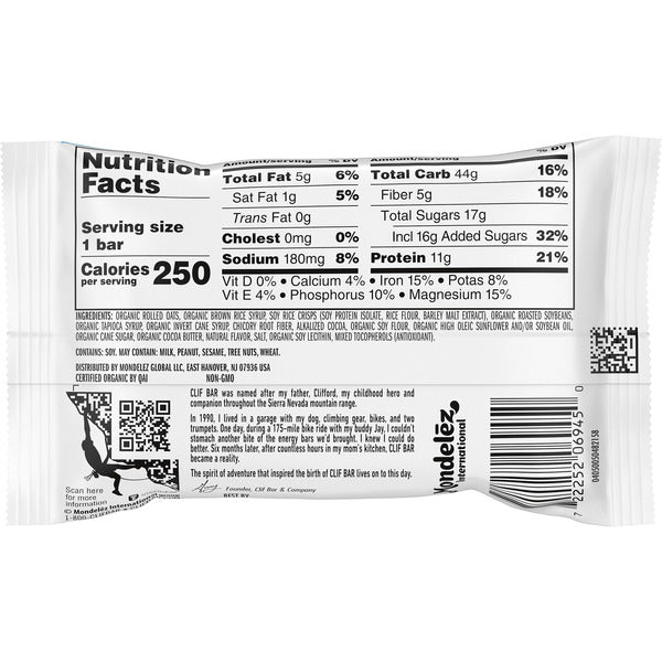 Barres énergétiques protéinées CLIF BAR, Cookies & Creme, Non-OGM 2,4 oz
