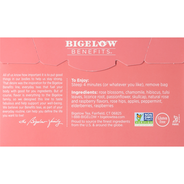 Té de hierbas Bigelow Benefits Stress Free de rosa y menta