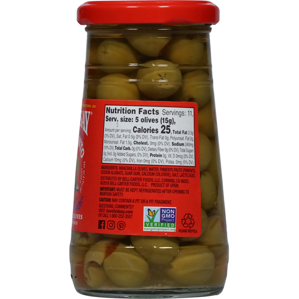 Aceitunas Rellenas de Pimiento Manzanilla Española Lindsay