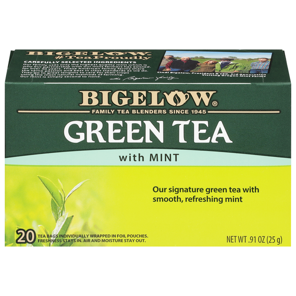 Thé vert Bigelow à la menthe - 20 sachets de thé emballés individuellement