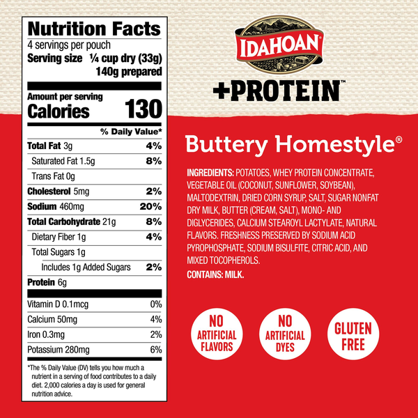 Puré de Papas Buttery Homestyle con Proteína Idahoan®, 4 Porciones