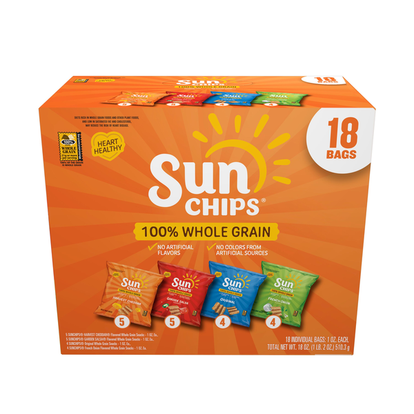 Paquet de Variété de Snacks de Grains Entiers Sun Chips
