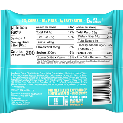 Rollito Dulce de Proteína de Legendary Foods - Sabor a Panecillo Pegajoso de Caramelo