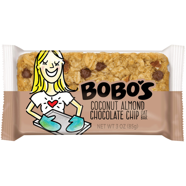 Barre de céréales à l'avoine, chocolat, noix de coco et amande de Bobo