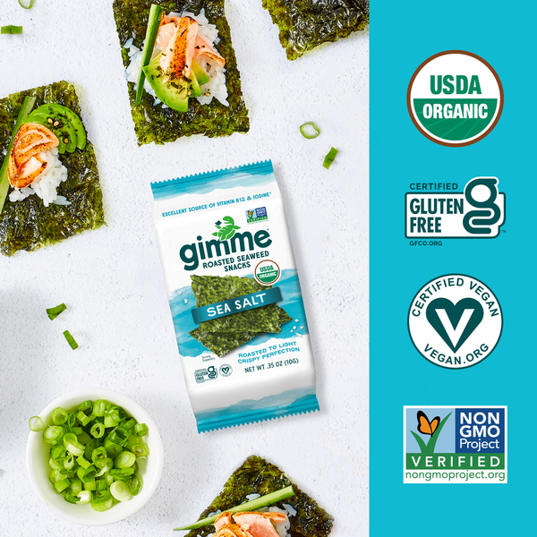 gimMe Snacks de Nori Rôtis Biologiques avec Sel de Mer