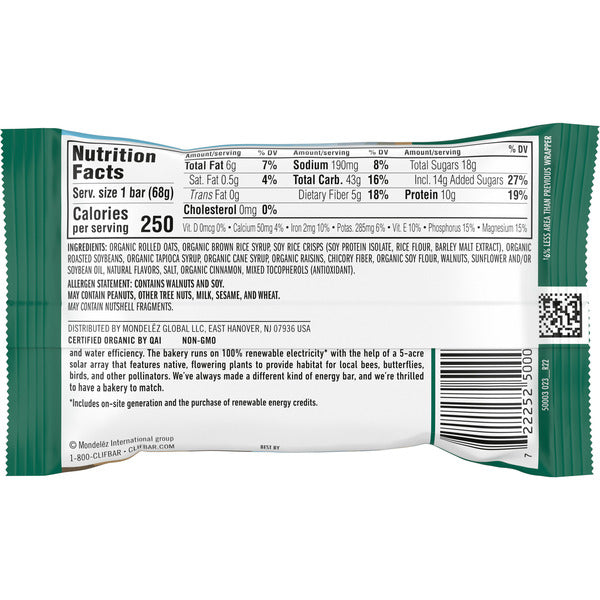 CLIF BAR Oatmeal Raisin Walnut Energy Bar - Plant-Based Protein