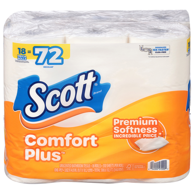 Scott Comfort Plus One-Ply Mega Roll de Papel Higiénico Sin Fragancia