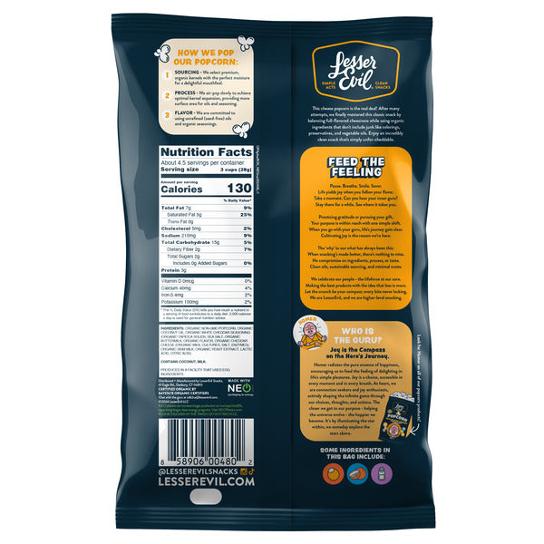 LesserEvil Popcorn Bio - Vrai Cheddar Bio