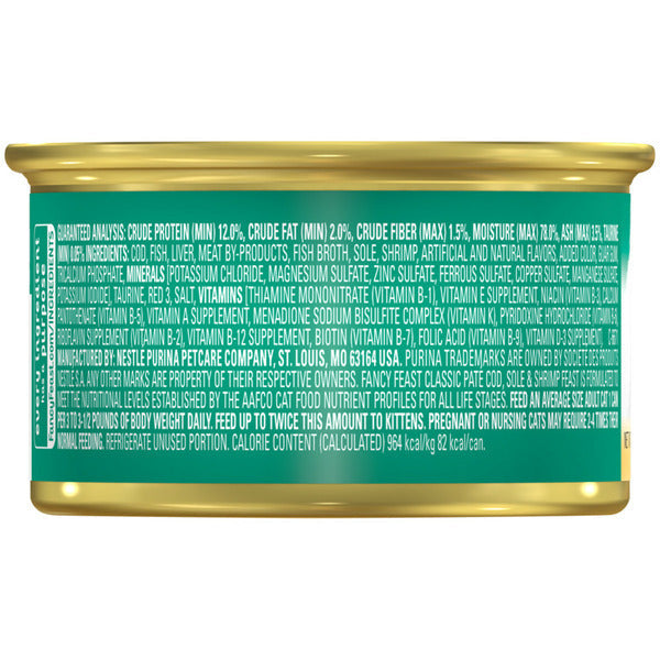 Purina Fancy Feast Bacalao, Lenguado y Camarones Comida Húmeda para Gatos en Pate