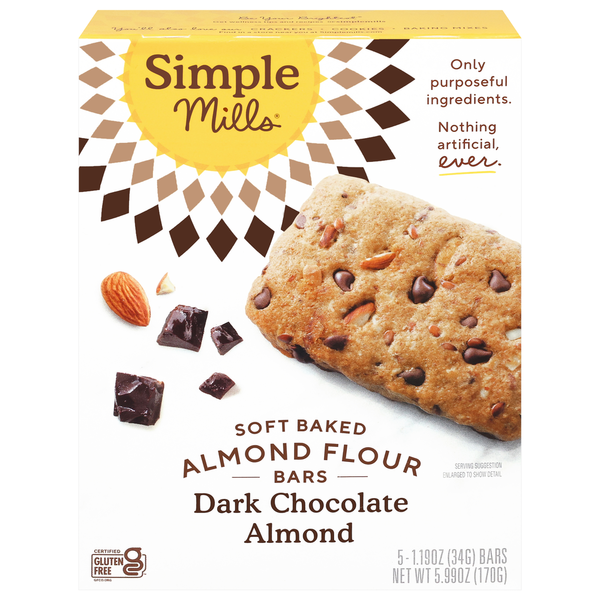 Barres aux amandes cuites au four de Simple Mills - Amande au chocolat noir