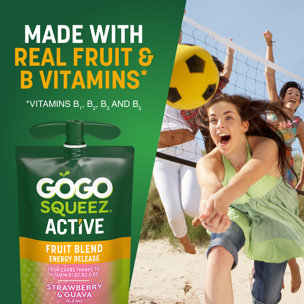 GoGo Squeez Énergie Active Mélange de Fruits Tropicaux Pochettes, 4 Pack