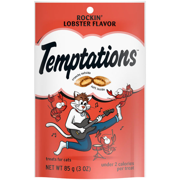 TEMPTATIONS Golosinas Clásicas Crujientes y Suaves para Gatos - Sabor Langosta Rockera