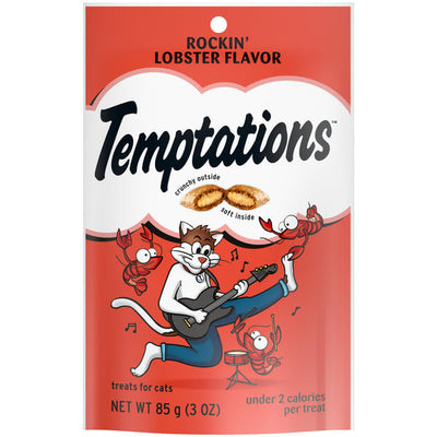 TEMPTATIONS Golosinas Clásicas Crujientes y Suaves para Gatos - Sabor Langosta Rockera