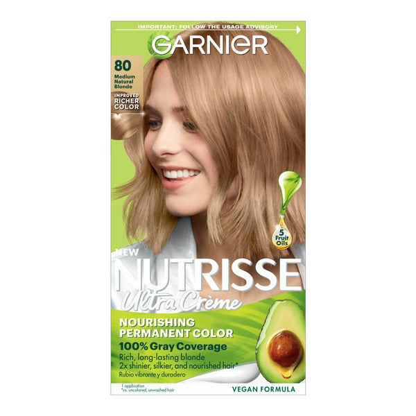 Crema de Color para el Cabello Garnier Nourishing, 80 Rubio Natural Medio