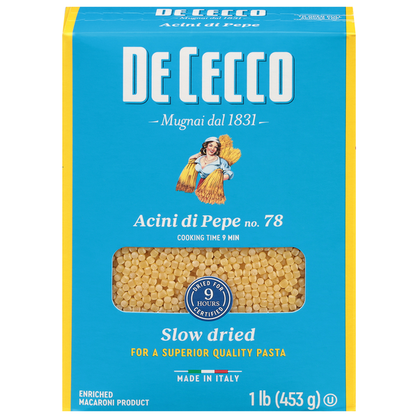 De Cecco Acini di Pepe, No. 78 - Pasta Premium Secada Lenta