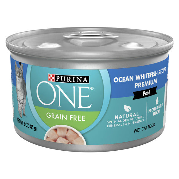 Purina ONE Nourriture humide pour chat sans grain - Recette de poisson blanc de l'océan