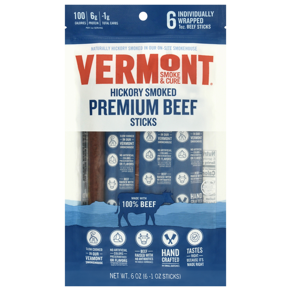 Bâtonnets de bœuf premium fumés au hickory de Vermont Creamery