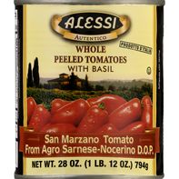 Tomates Pelados Enteros Alessi con Albahaca