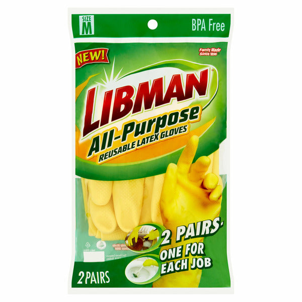 Libman All-Purpose Size M Reusable Latex Gloves